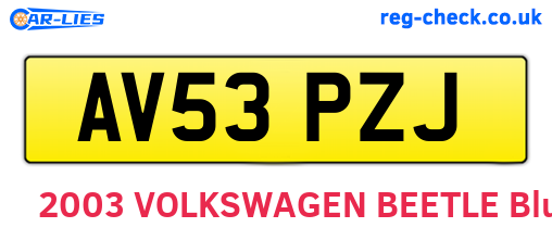 AV53PZJ are the vehicle registration plates.