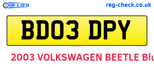 BD03DPY are the vehicle registration plates.