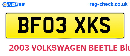 BF03XKS are the vehicle registration plates.