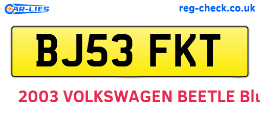 BJ53FKT are the vehicle registration plates.