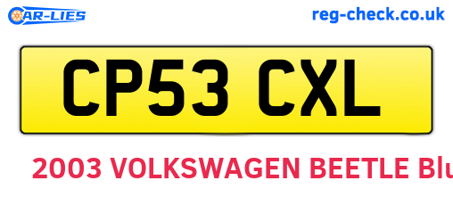CP53CXL are the vehicle registration plates.
