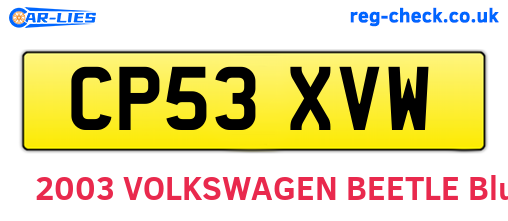 CP53XVW are the vehicle registration plates.