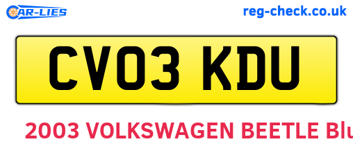 CV03KDU are the vehicle registration plates.