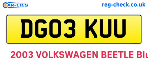 DG03KUU are the vehicle registration plates.