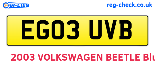 EG03UVB are the vehicle registration plates.