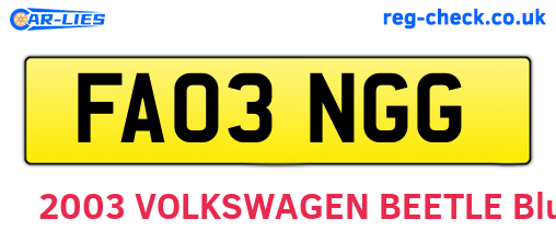 FA03NGG are the vehicle registration plates.