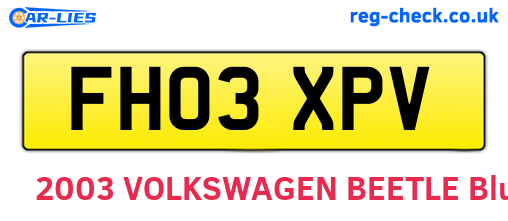 FH03XPV are the vehicle registration plates.