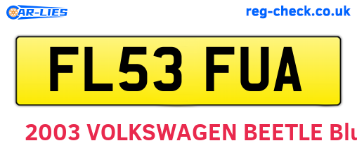 FL53FUA are the vehicle registration plates.