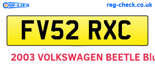 FV52RXC are the vehicle registration plates.