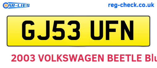GJ53UFN are the vehicle registration plates.