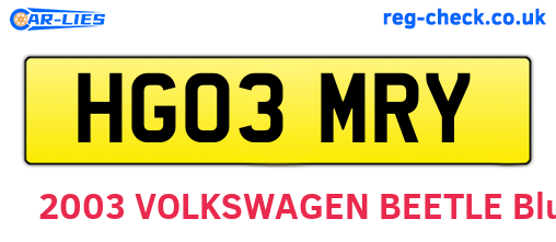 HG03MRY are the vehicle registration plates.