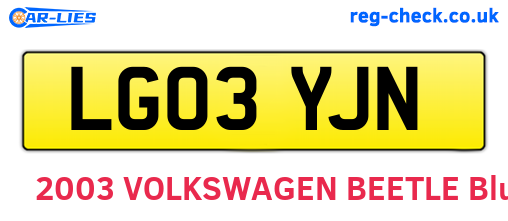 LG03YJN are the vehicle registration plates.