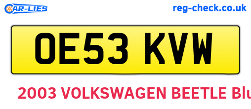 OE53KVW are the vehicle registration plates.