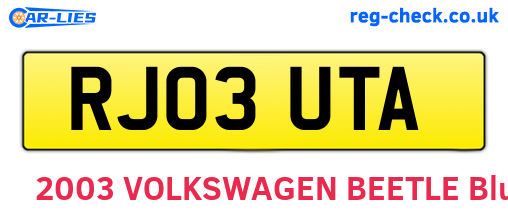 RJ03UTA are the vehicle registration plates.
