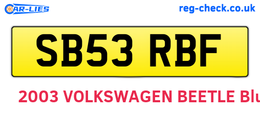SB53RBF are the vehicle registration plates.