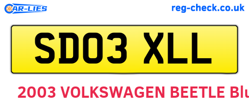 SD03XLL are the vehicle registration plates.