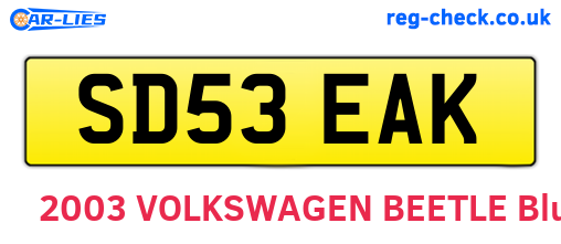 SD53EAK are the vehicle registration plates.