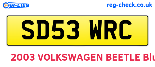 SD53WRC are the vehicle registration plates.