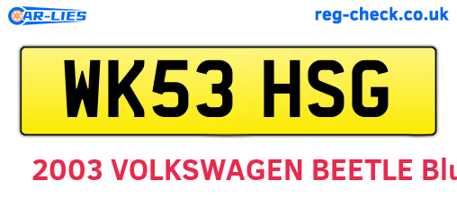 WK53HSG are the vehicle registration plates.