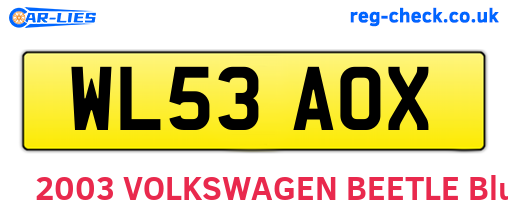 WL53AOX are the vehicle registration plates.