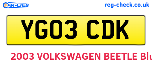 YG03CDK are the vehicle registration plates.