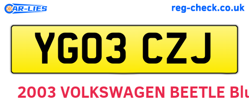 YG03CZJ are the vehicle registration plates.