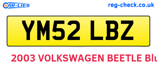 YM52LBZ are the vehicle registration plates.