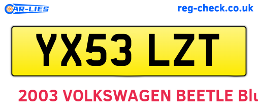 YX53LZT are the vehicle registration plates.