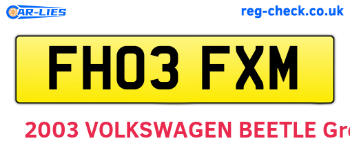 FH03FXM are the vehicle registration plates.