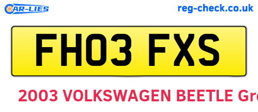 FH03FXS are the vehicle registration plates.