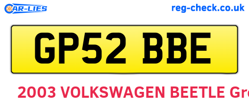 GP52BBE are the vehicle registration plates.