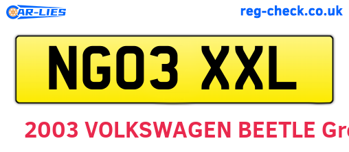 NG03XXL are the vehicle registration plates.