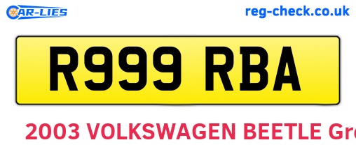 R999RBA are the vehicle registration plates.