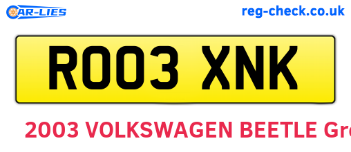 RO03XNK are the vehicle registration plates.