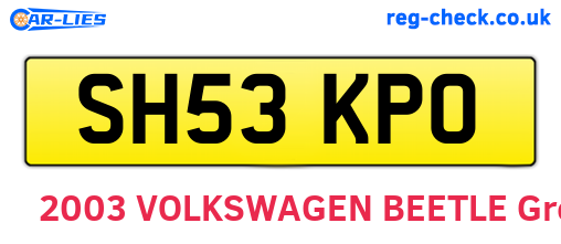 SH53KPO are the vehicle registration plates.