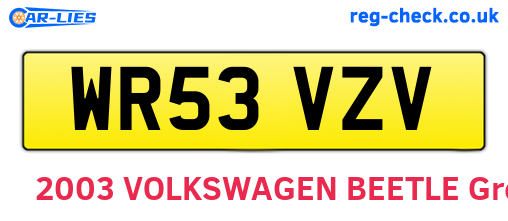 WR53VZV are the vehicle registration plates.