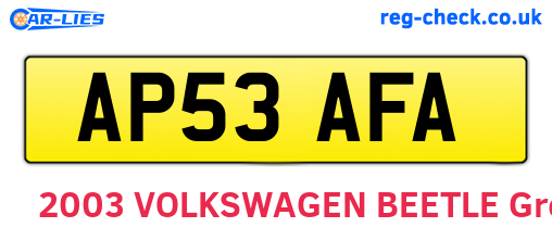 AP53AFA are the vehicle registration plates.