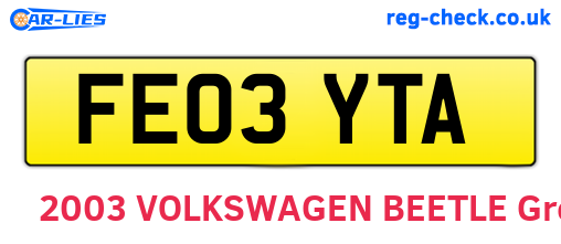 FE03YTA are the vehicle registration plates.