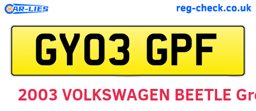GY03GPF are the vehicle registration plates.