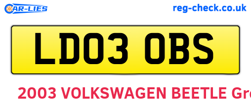 LD03OBS are the vehicle registration plates.