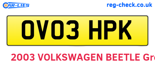 OV03HPK are the vehicle registration plates.