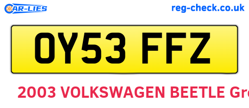 OY53FFZ are the vehicle registration plates.