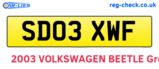 SD03XWF are the vehicle registration plates.