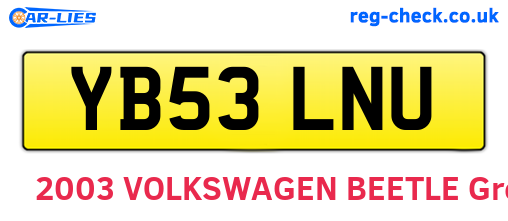 YB53LNU are the vehicle registration plates.