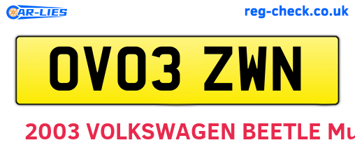 OV03ZWN are the vehicle registration plates.