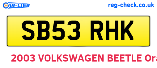 SB53RHK are the vehicle registration plates.
