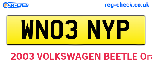 WN03NYP are the vehicle registration plates.