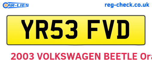 YR53FVD are the vehicle registration plates.