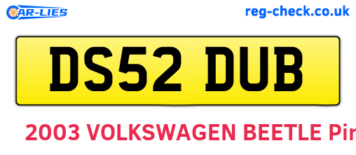 DS52DUB are the vehicle registration plates.