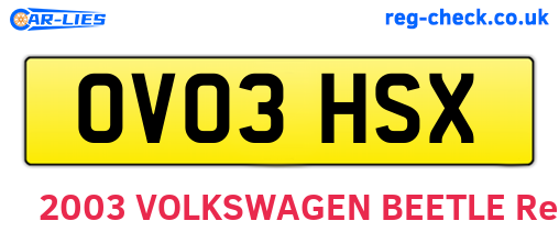 OV03HSX are the vehicle registration plates.